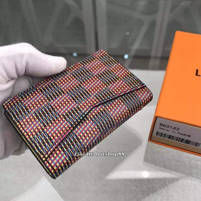 路易威登LV錢包 N63143紅格 2019秋冬款 男女款卡夾 LV新款帆布皮夾卡包 xxlv1913